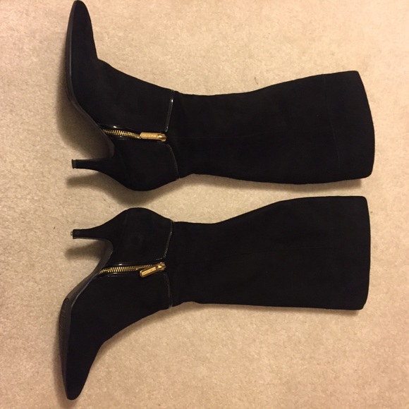 Black Suede Dress Heel Boots - Picture 4 of 7
